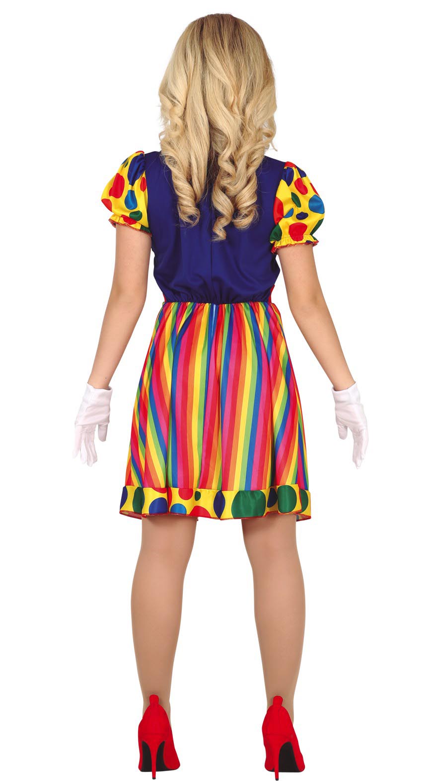 GP79393 – Clown Kostüm Karneval Buntkleid – Größe: 42 - 44 (L), 44 - 46 (XL) – Farbe: Mehrfarbig