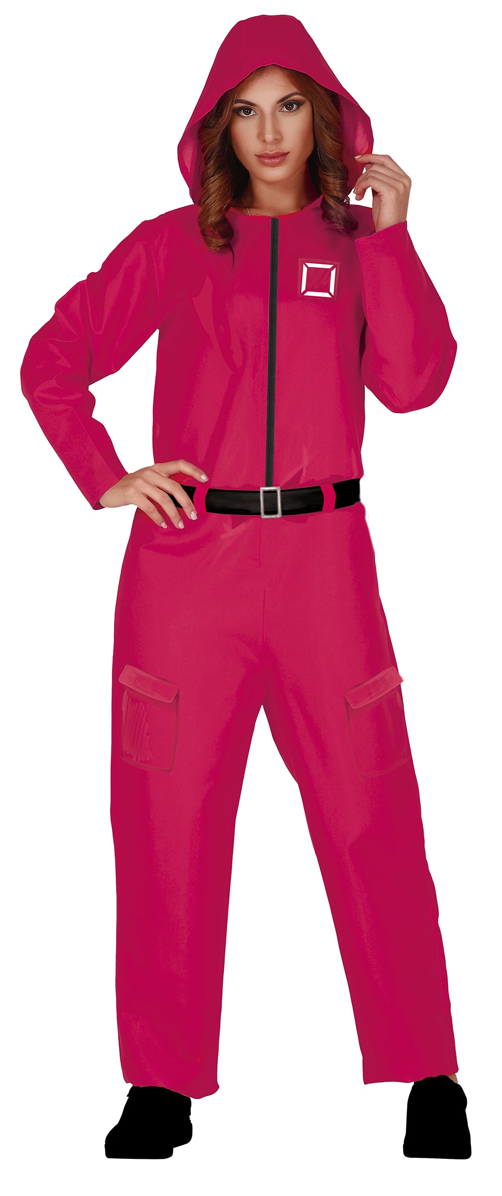 GP79450 – Filmkarneval Kostüm Einteiler Mit Kapuze – Größe: 36 - 38 (S) – Farbe: Pink