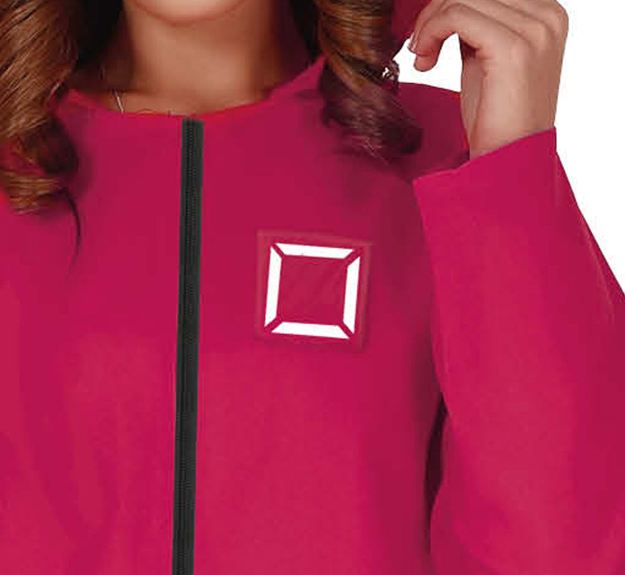 GP79450 – Filmkarneval Kostüm Einteiler Mit Kapuze – Größe: 36 - 38 (S) – Farbe: Pink, Ansicht 2
