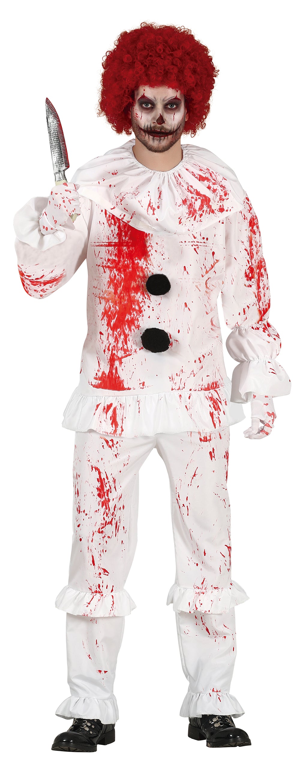 GP79471 – Horrorclown Kostüm Gruseligen Zirkus – Größe: 46 - 48 (S) – Farbe: Weiß