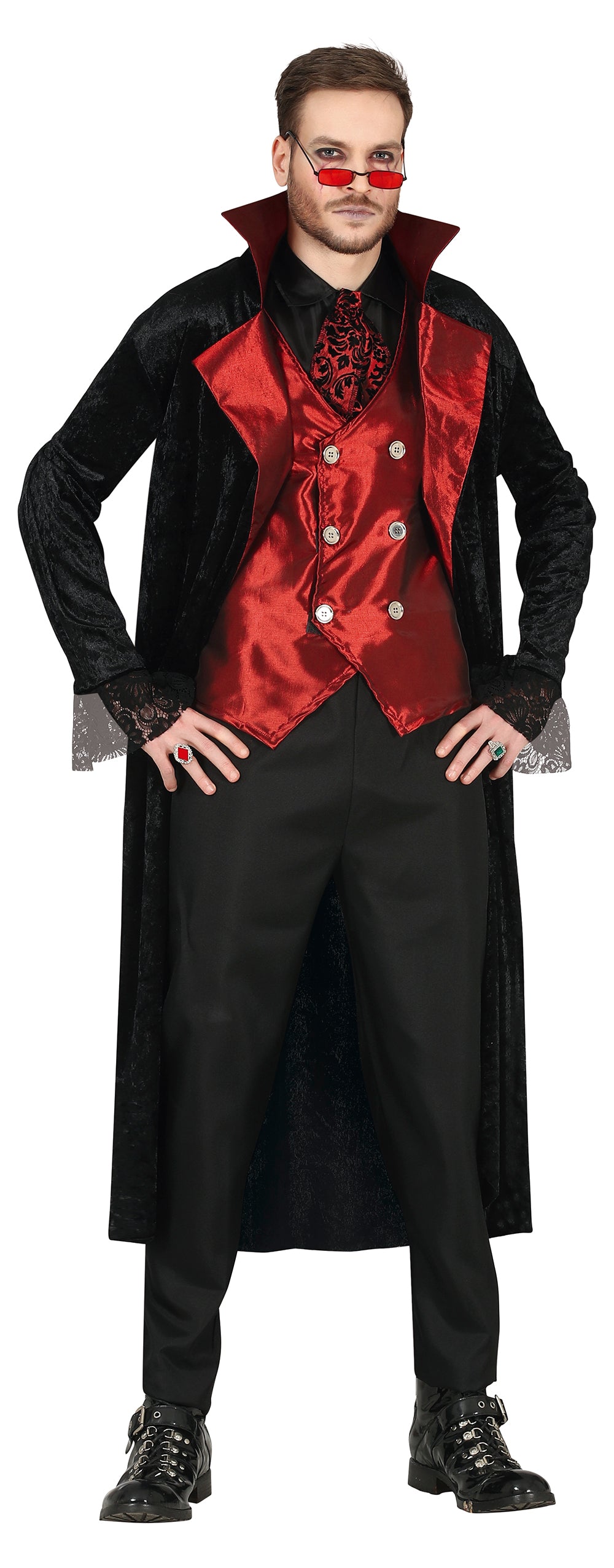 GP79479 – Vampir Halloween Mantel Eleganter Graf – Größe: 48 - 50 (M) – Farbe: Schwarz