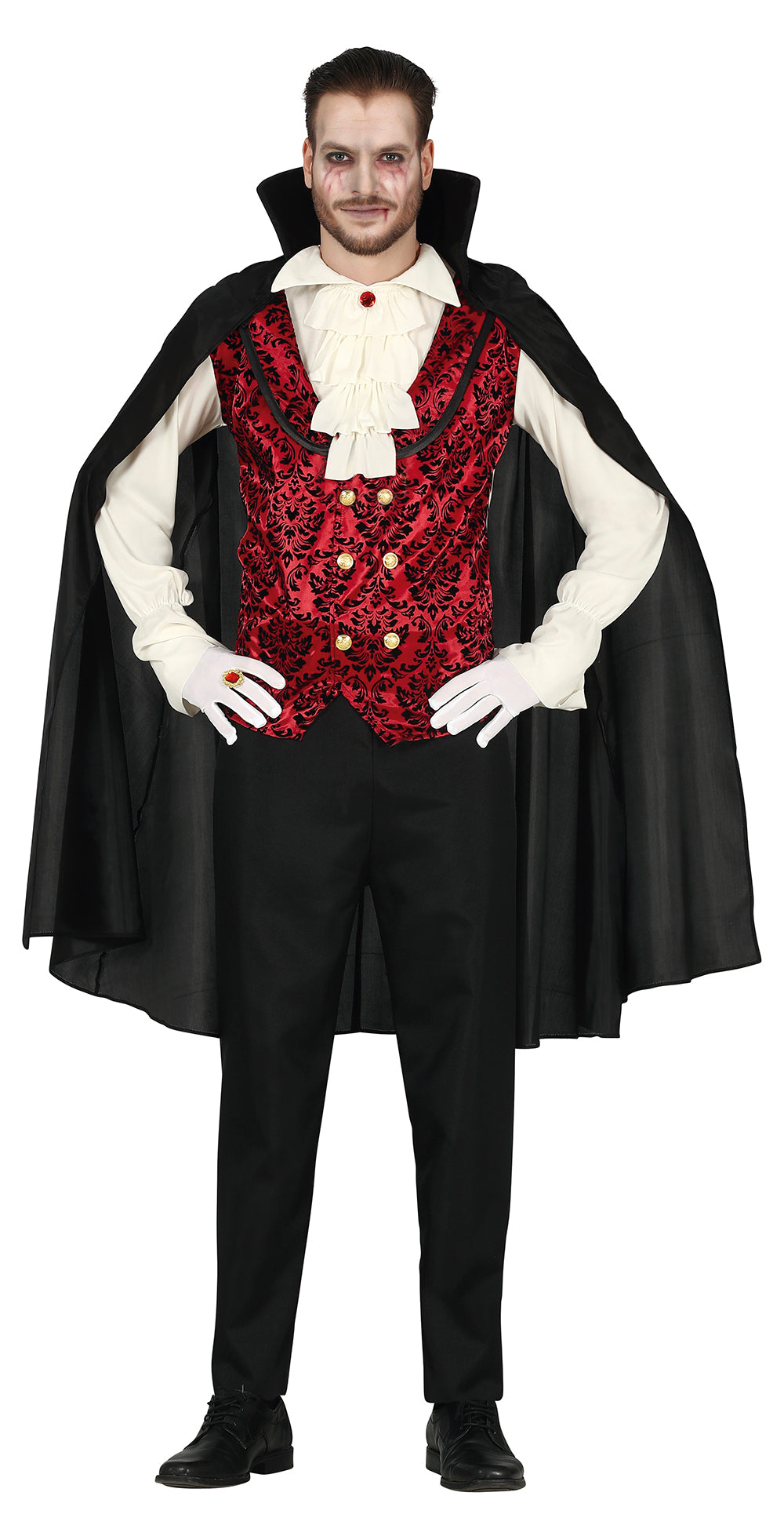GP79481 – Vampir Halloween Graf Dracula Kostüm – Größe: 48 - 50 (M) – Farbe: Schwarz