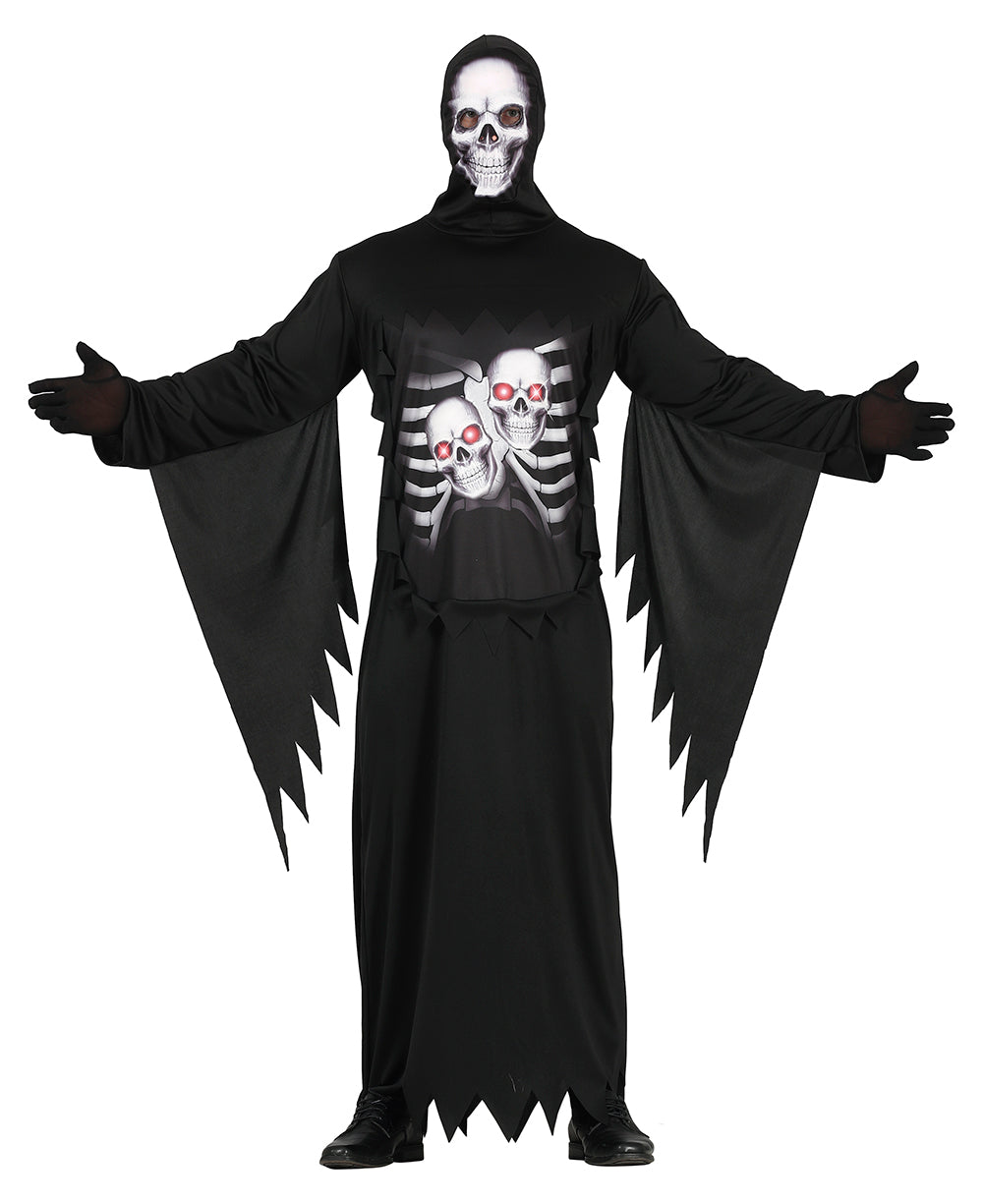 GP79485 – Halloween Skelett Outfit Dunkle Gestalt – Größe: 52 - 54 (L) – Farbe: Schwarz