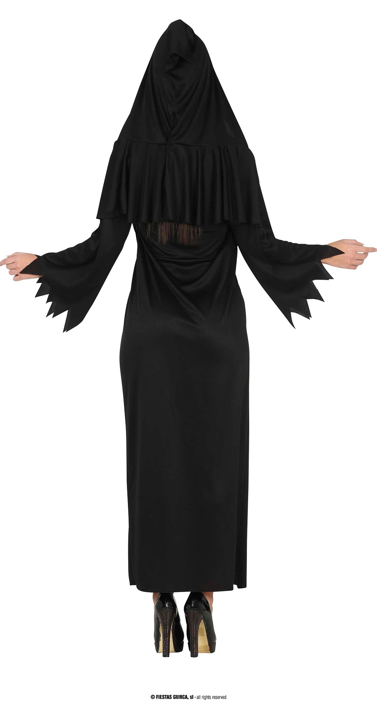 GP79510 – Halloween Priesterin Gewand Kapuze – Größe: 42 - 44 (L) – Farbe: Schwarz