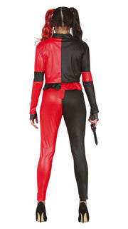 Harlekin Bösewicht Kostüm Rot Schwarz Jumpsuit, Bild 7