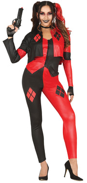 Harlekin Bösewicht Kostüm Rot Schwarz Jumpsuit, Bild 11