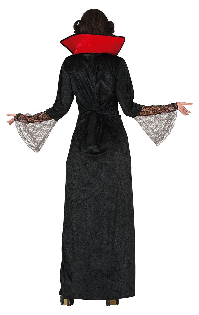 GP79536 – Vampir Königin Kleid Schwarz Rot – Größe: 36 - 38 (S) – Farbe: Schwarz