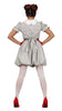 GP79539 – Clown Halloween Kostüm Grau Rüschen – Größe: 36 - 38 (S) – Farbe: Weiß