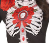 GP79578 – Skelett Blumen Jumpsuit Knochenmuster – Größe: 36 - 38 (S) – Farbe: Schwarz