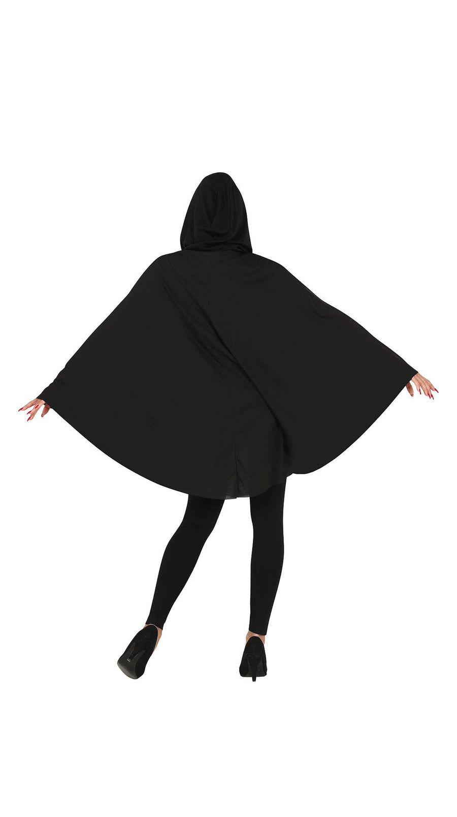 GP79584 – Halloween Kapuzenponcho Kürbis Design Grusel – Größe: 42 - 44 (L) – Farbe: Schwarz, Ansicht 2