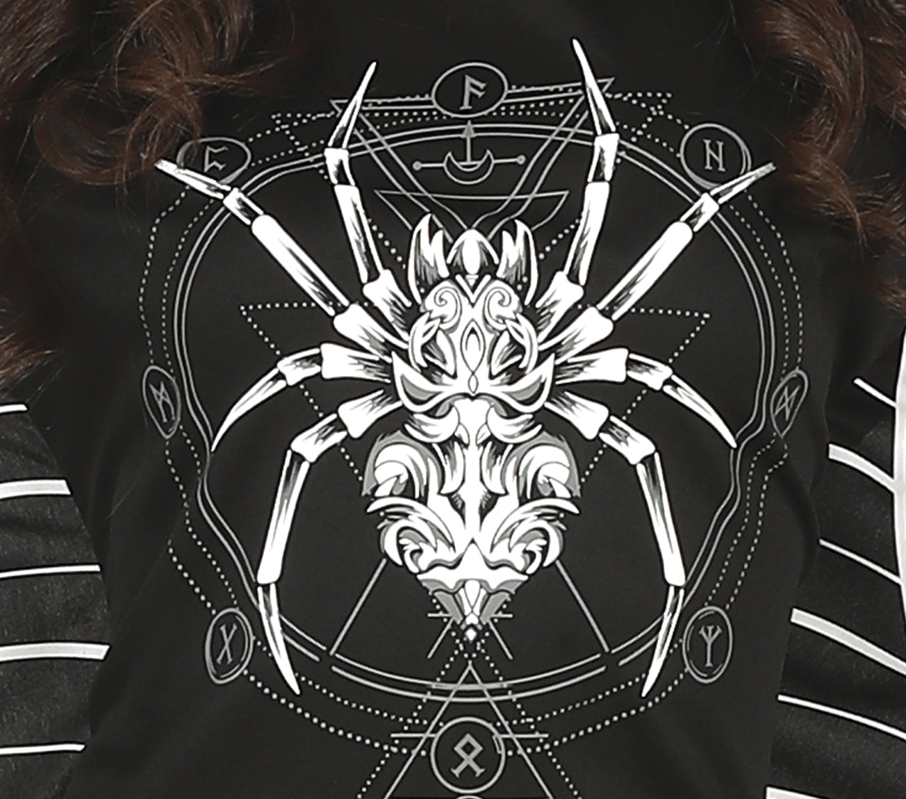 GP79586 – Halloween Spinnenkleid Schauriges Design – Größe: 38 - 40 (M) – Farbe: Schwarz