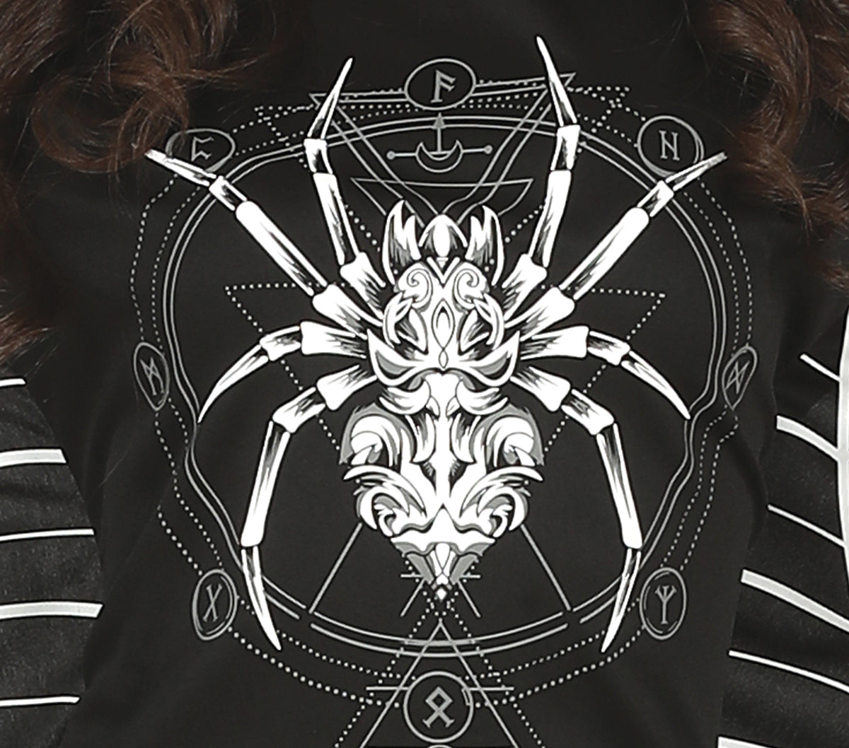 GP79586 – Halloween Spinnenkleid Schauriges Design – Größe: 38 - 40 (M) – Farbe: Schwarz