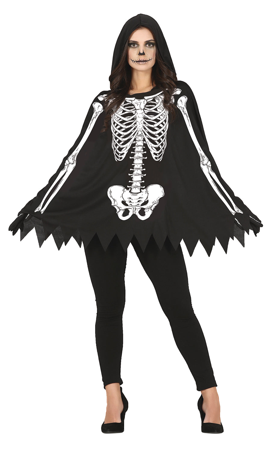 Skelett Umhang Halloween Poncho Mit Kapuze