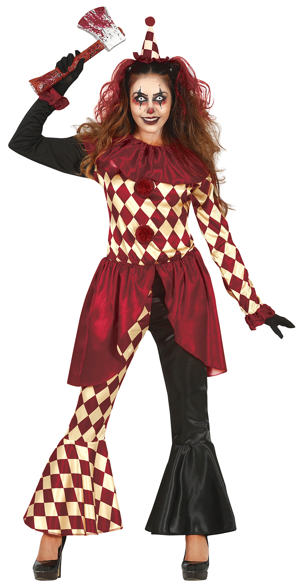 GP79595 – Clown Halloween Kostüm Grusel – Größe: 38 - 40 (M) – Farbe: Grau