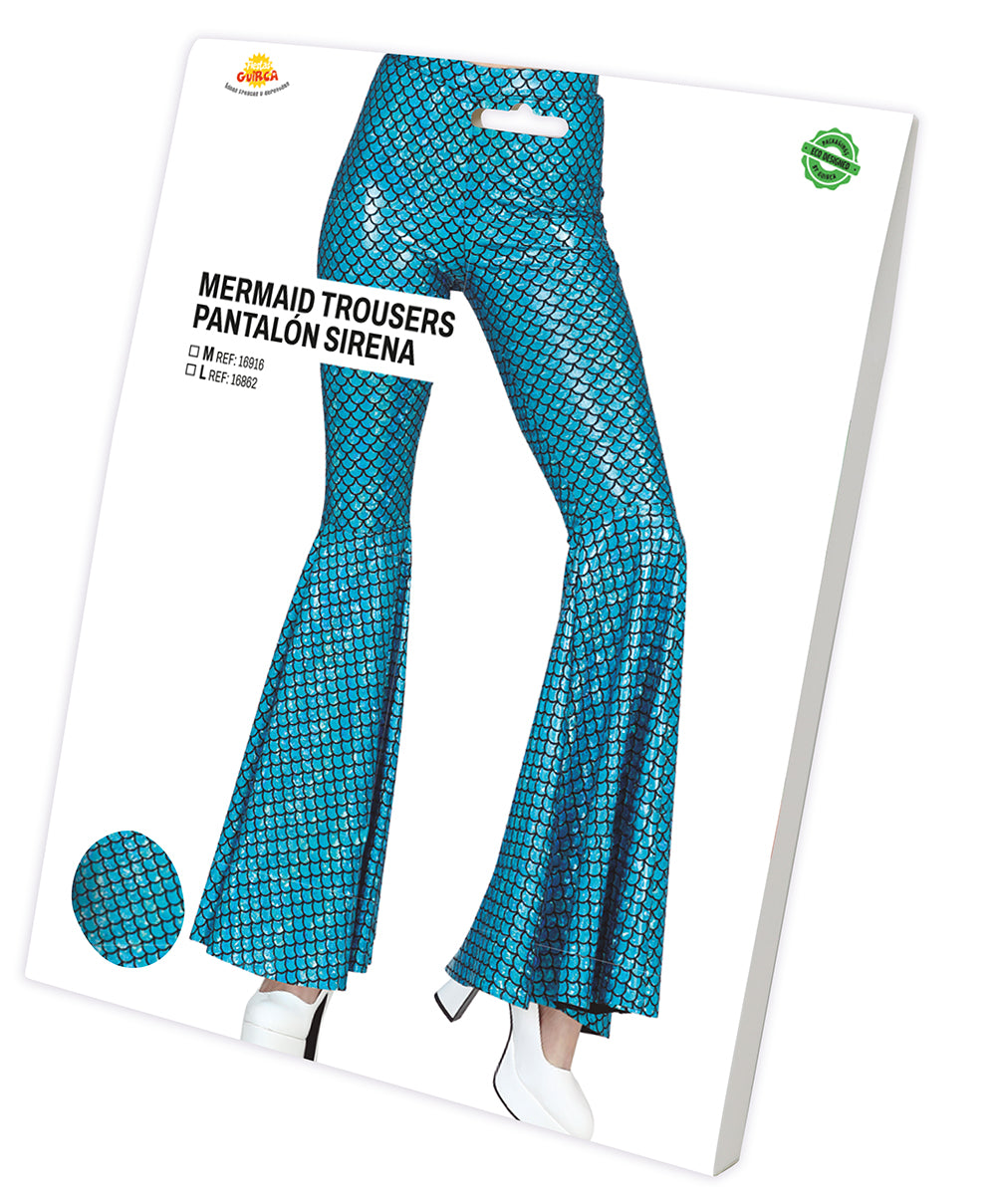 GP16916 – Meerjungfrau Hose für Damen blau mit Schuppen – Größe: 38 - 40 (M) – Farbe: Blau