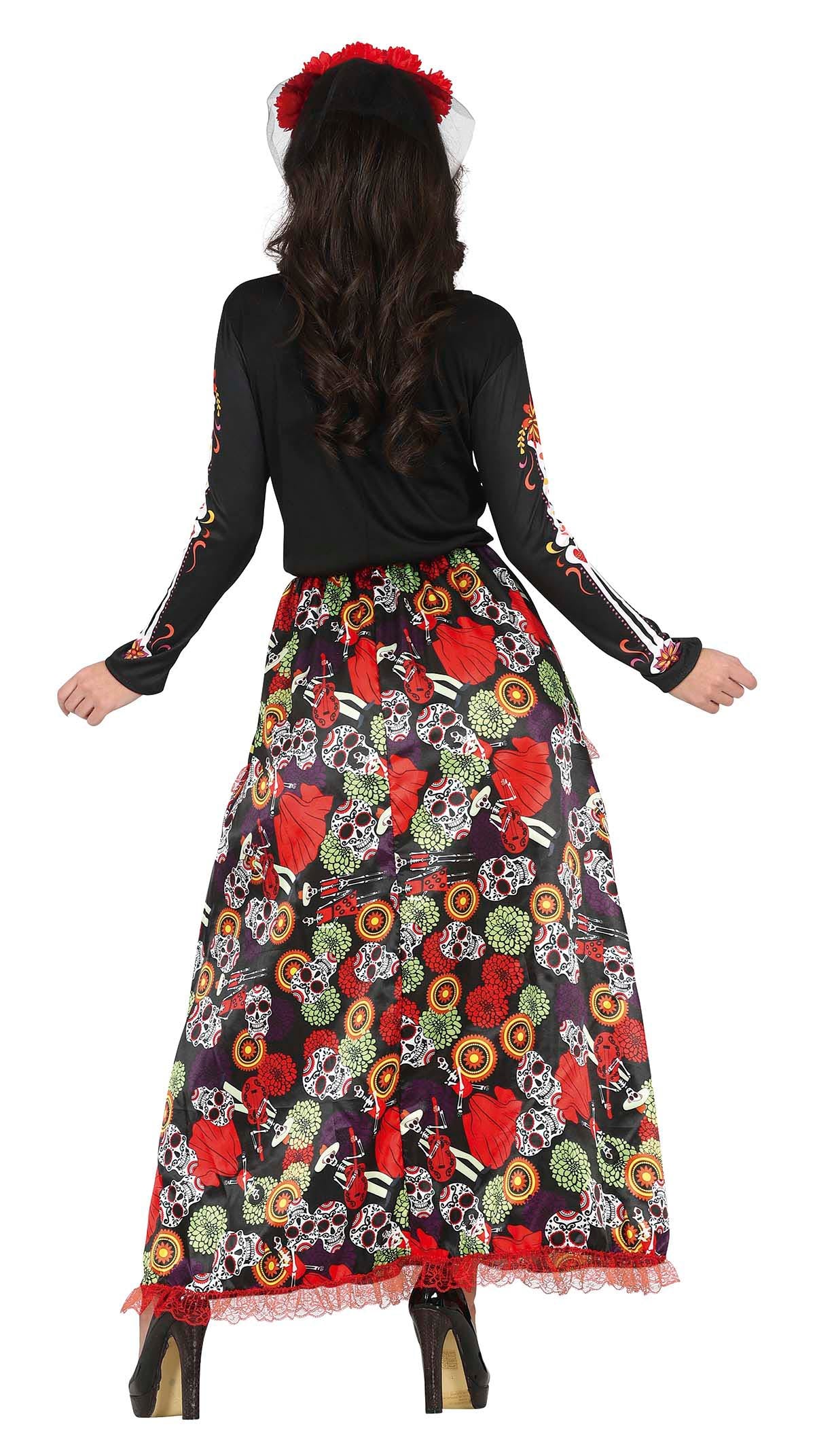 GP79601 – Mexiko Halloween Festliches Kostüm Bunt – Größe: 38 - 40 (M) – Farbe: Schwarz