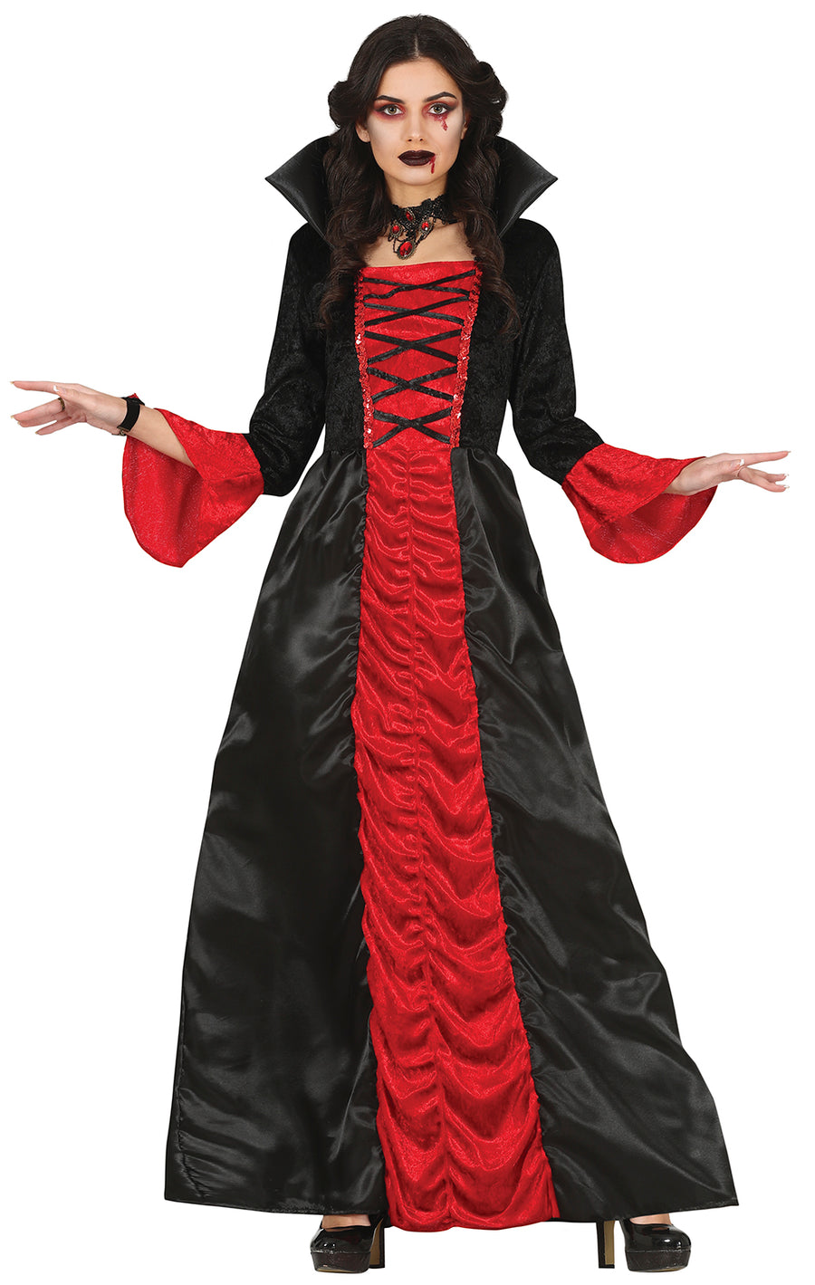 Vampirin Kostüm für Damen mit Stehkragen