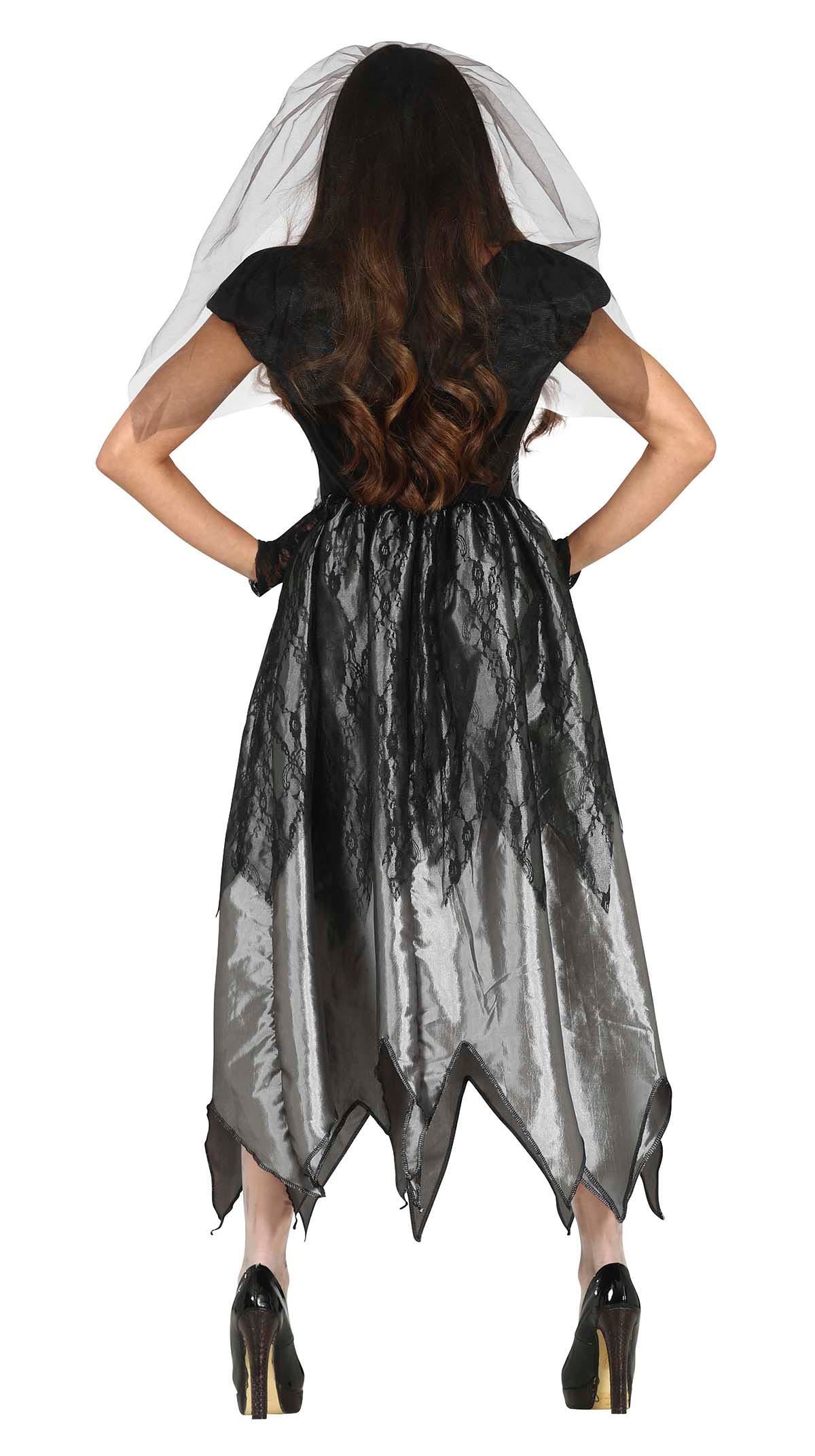 GP79607 – Gespenst Halloween Braut Outfit – Größe: 38 - 40 (M) – Farbe: Schwarz