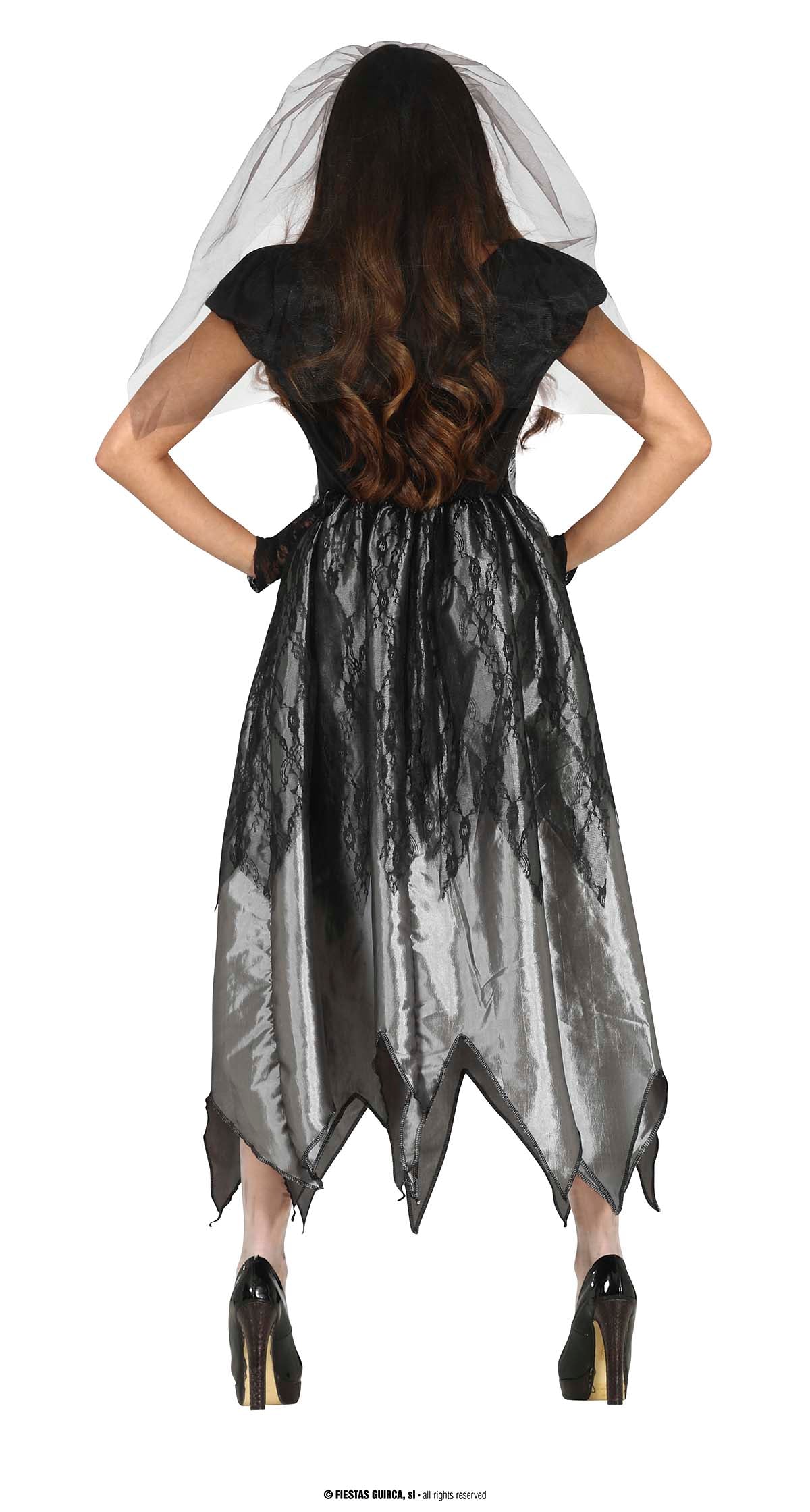 GP79607 – Gespenst Halloween Braut Outfit – Größe: 42 - 44 (L) – Farbe: Schwarz