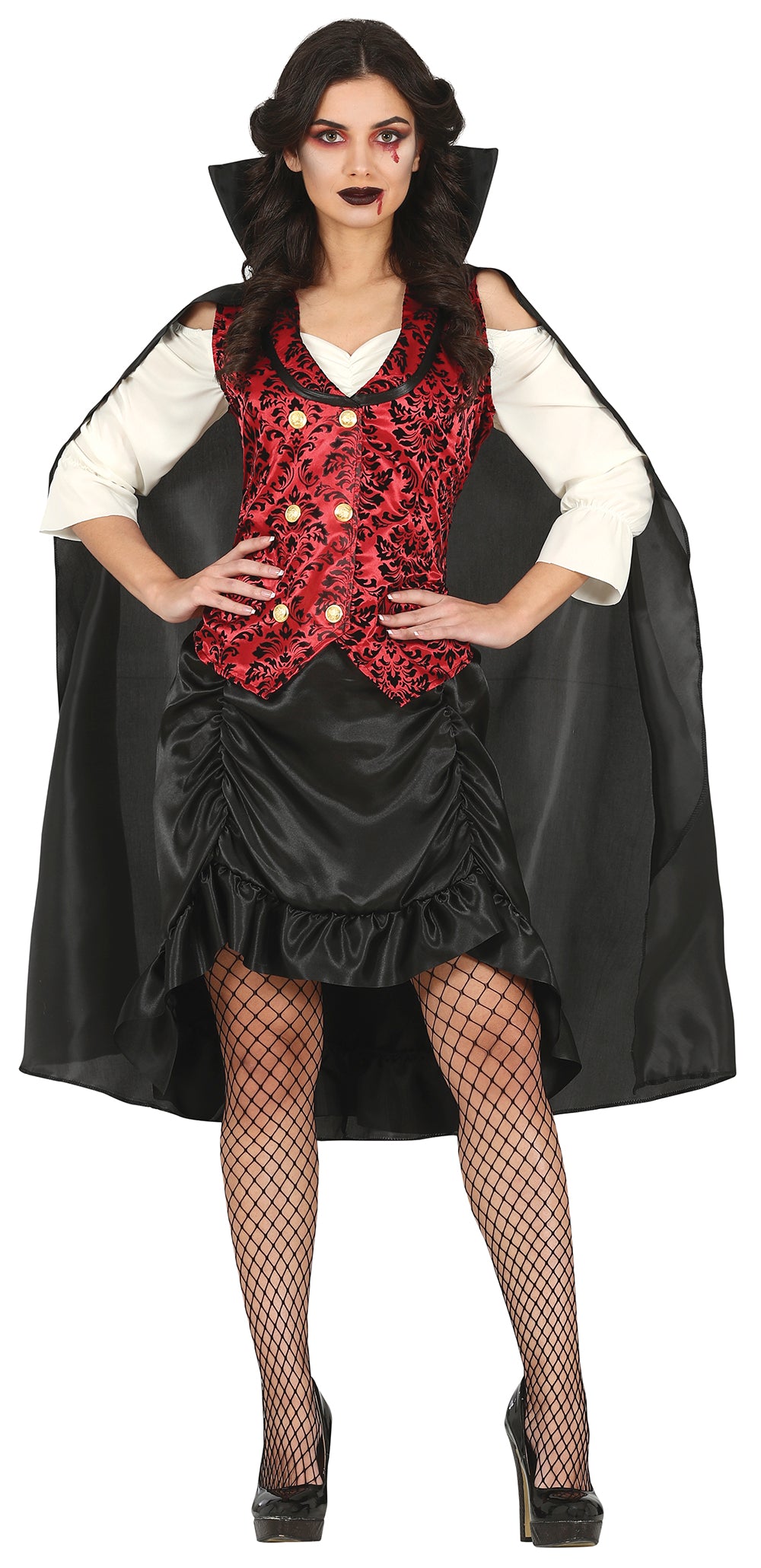 GP79512 – Vampir Halloween Kostüm Dunkler Umhang – Größe: 42 - 44 (L) – Farbe: Schwarz