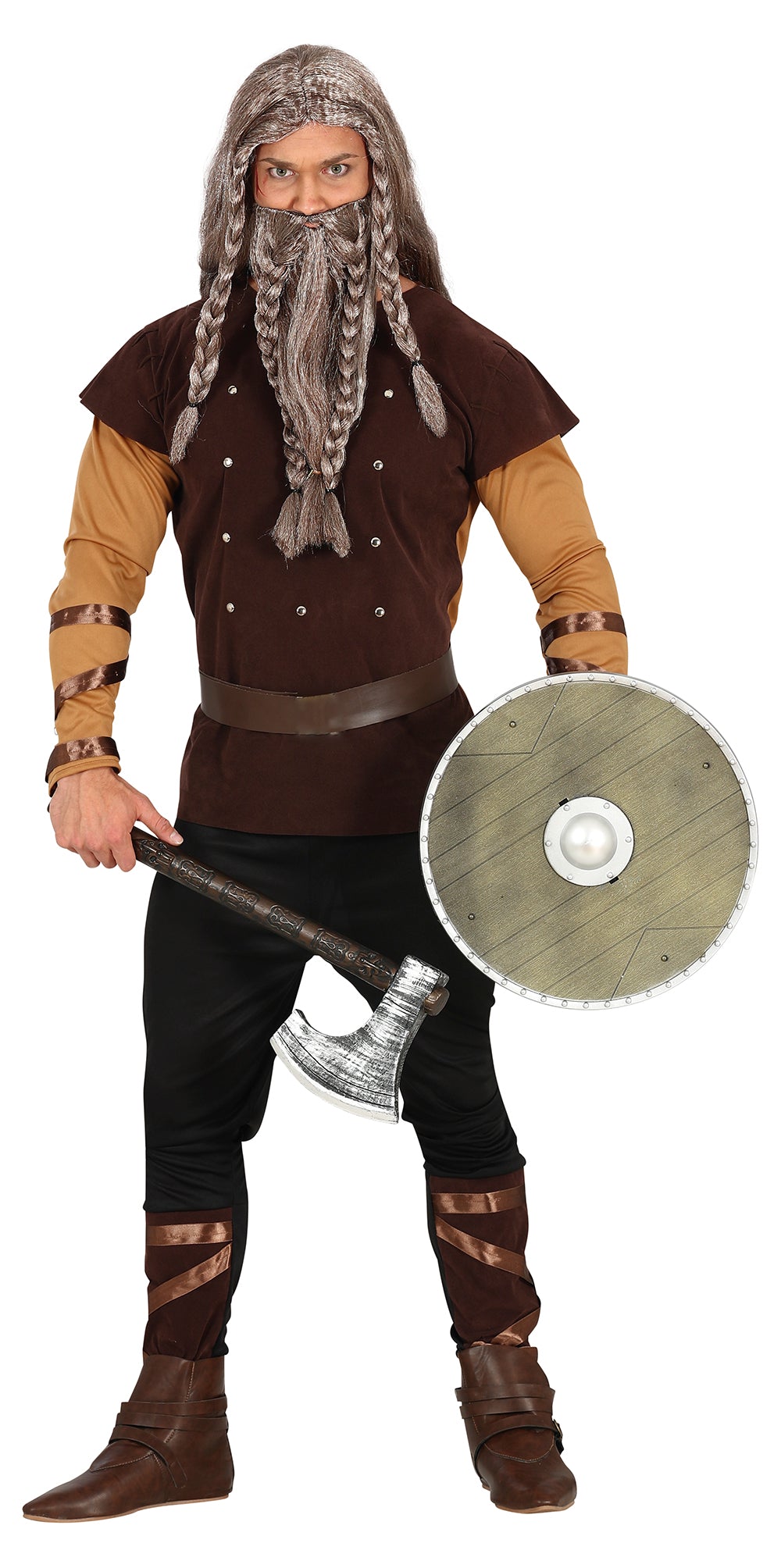 GP79651 – Wikinger Krieger Kostüm Tunika Gürtel – Größe: 48 - 50 (M) – Farbe: Braun