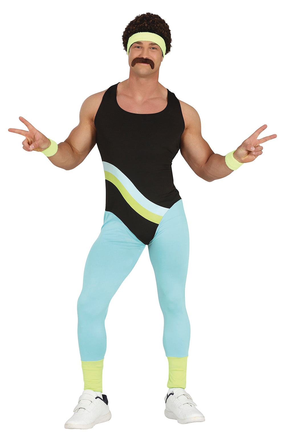 GP79662 – Achtziger Jahre Sporttrainer Retro Look Kostüm – Größe: 48 - 50 (M) – Farbe: Blau
