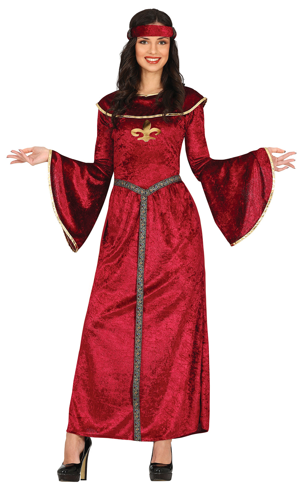 GP79679 – Prinzessin Mittelalter Königin Märchenkostüm – Größe: 38 - 40 (M) – Farbe: Rot