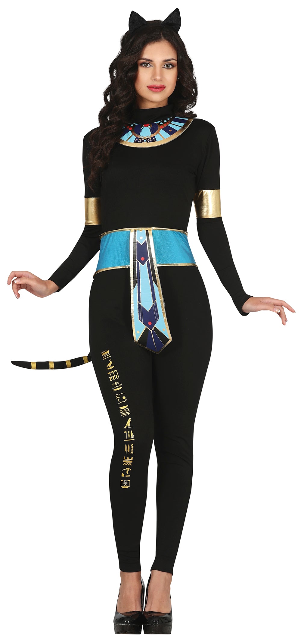 GP79688 – Katze Antike Ägypten Regalia Hieroglyphen – Größe: 38 - 40 (M) – Farbe: Schwarz