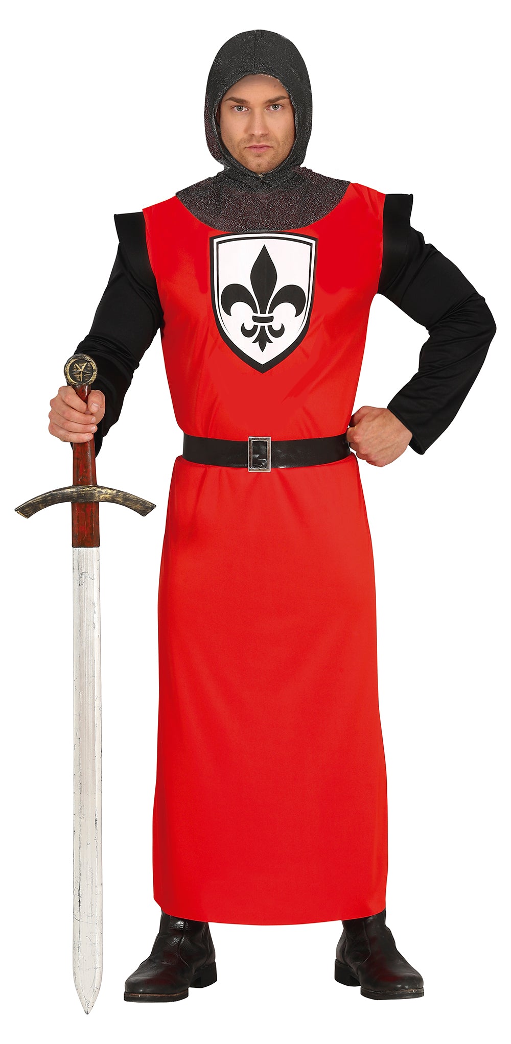 GP79691 – Ritterkostüm Mittelalter Karneval – Größe: 48 - 50 (M) – Farbe: Rot
