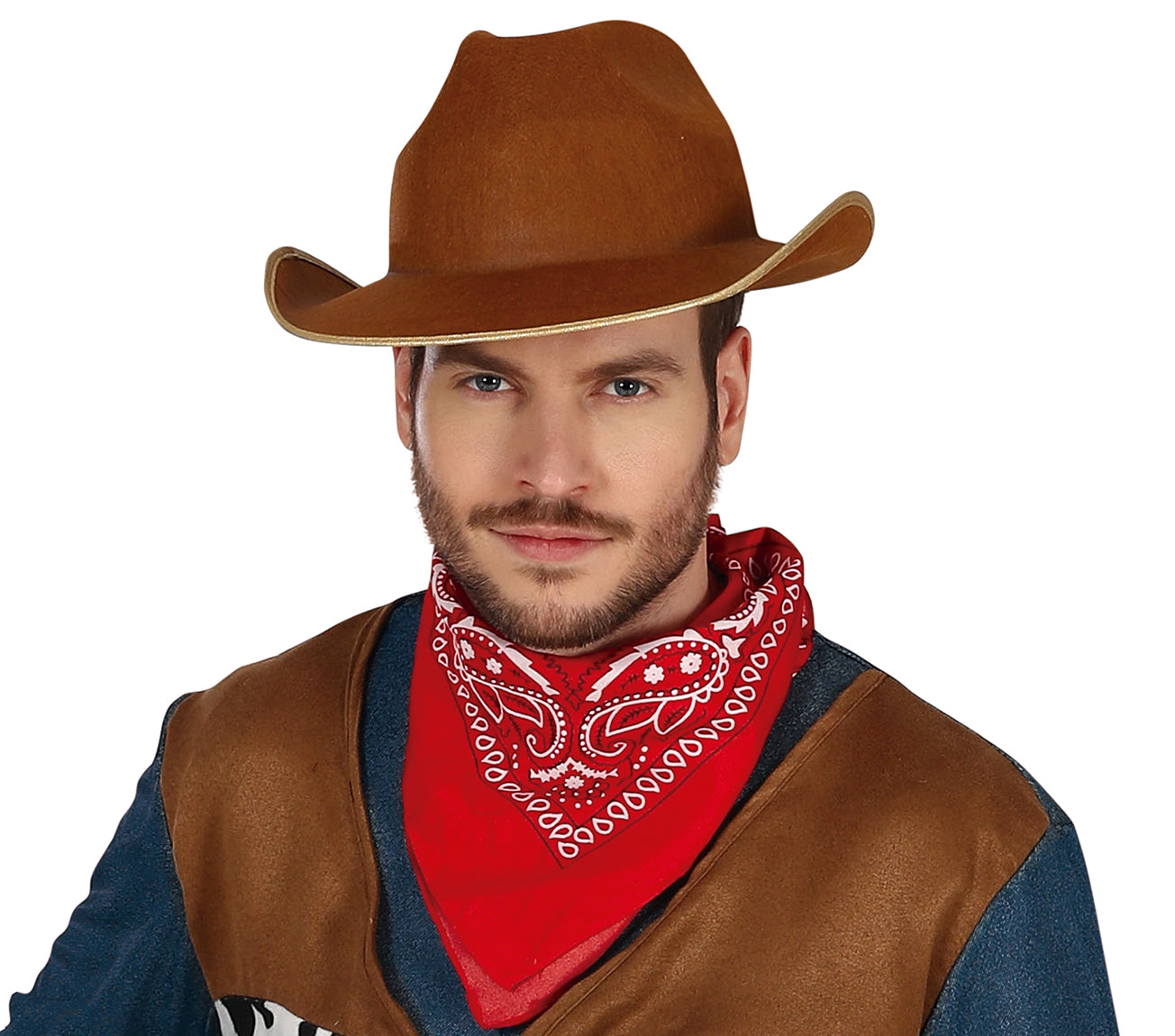 GP79693 – Cowboy Wilde Westen Kostüm Karneval – Größe: 52 - 54 (L), 54 - 56 (XL) – Farbe: Braun
