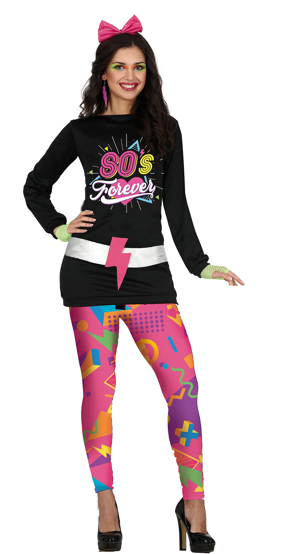 GP79699 – Retro 80er Jahre Disco Party Outfit – Größe: 42 - 44 (L) – Farbe: Mehrfarbig