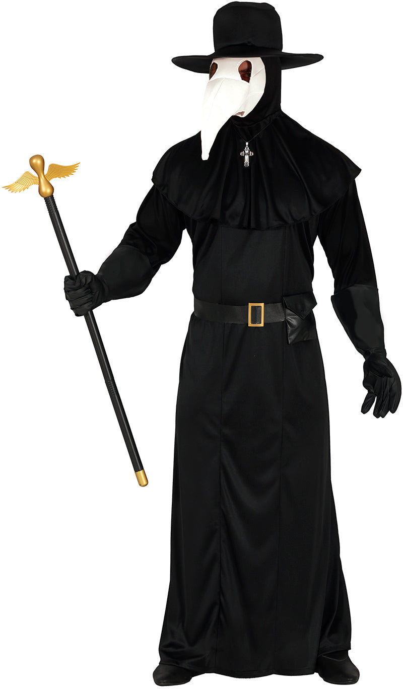 GP79756 – Mittelalter Geisterdoktor Kostüm – Größe: 52 - 54 (L) – Farbe: Schwarz