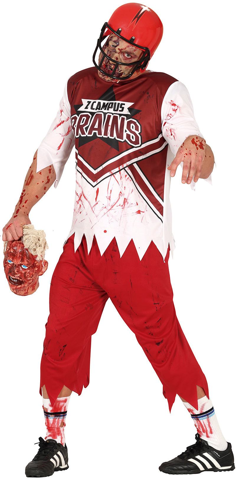 GP79766 – Zombie Football Spieler Kostüm – Größe: 48 - 50 (M) – Farbe: Rot