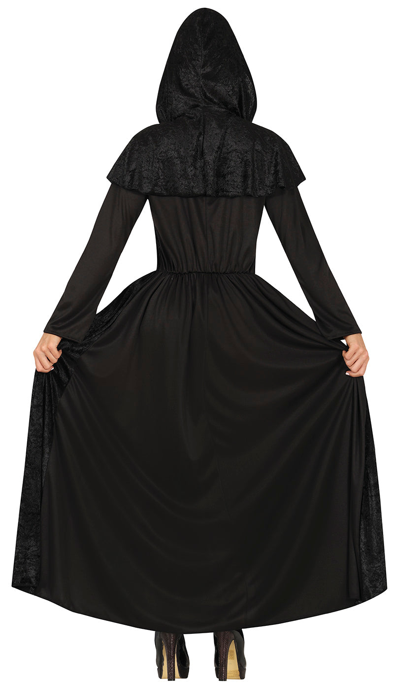 GP79773 – Halloween Geisterkapuze Zaubergewand – Größe: 38 - 40 (M) – Farbe: Schwarz
