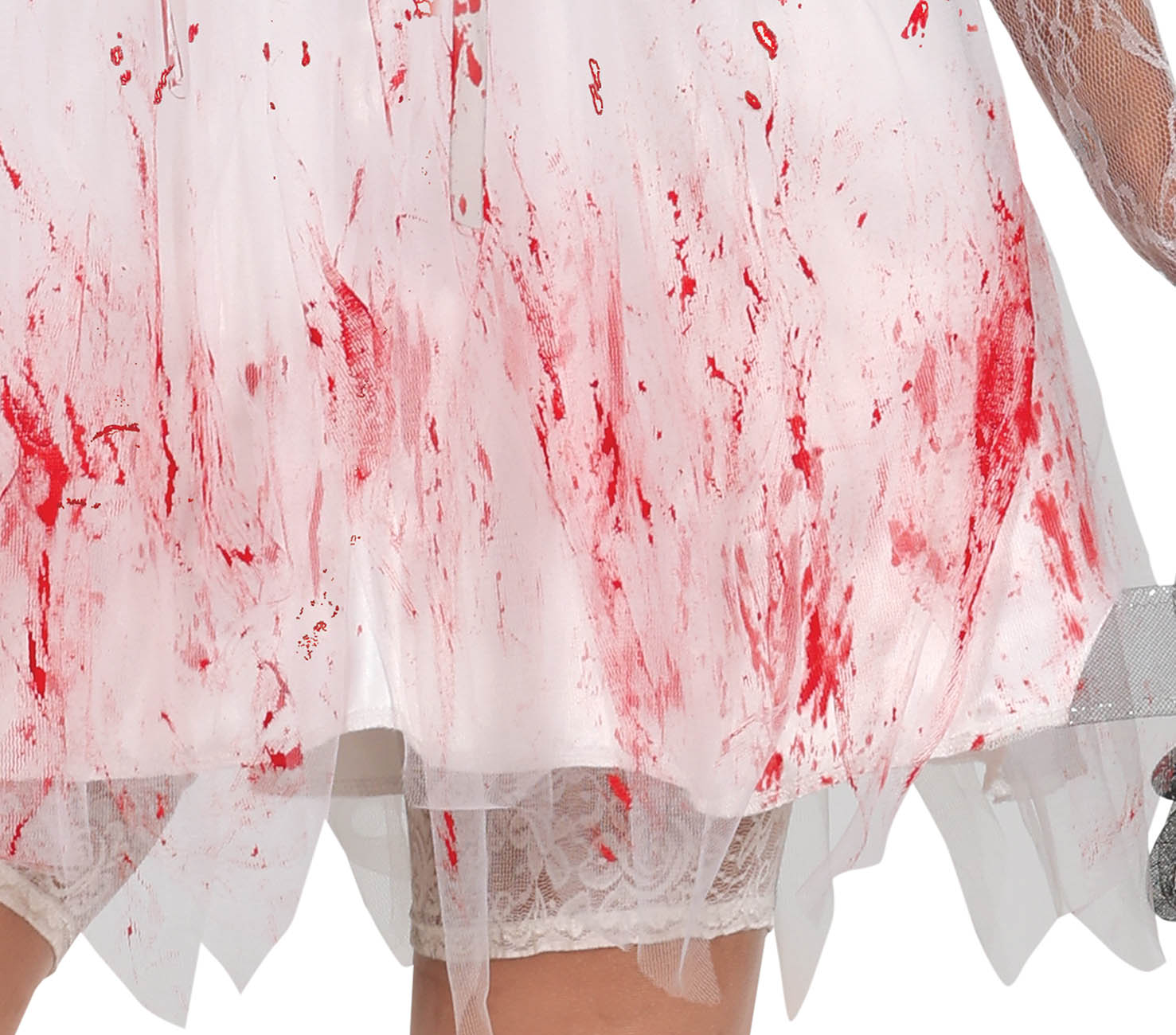 GP79777 – Halloween Braut Zombiekostüm Rot Weiß – Größe: 42 - 44 (L) – Farbe: Weiß