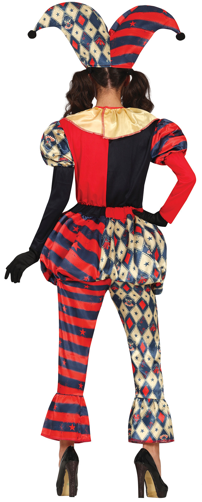 GP79790 – Clown Harlekin Set Kostüm – Größe: 38 - 40 (M) – Farbe: Schwarz