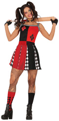 Harlekin Cheerleader Kleid für Damen rot schwarz