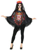 GP79803 – Mexikanischer Halloween Poncho – Größe: 38 - 40 (M) – Farbe: Schwarz