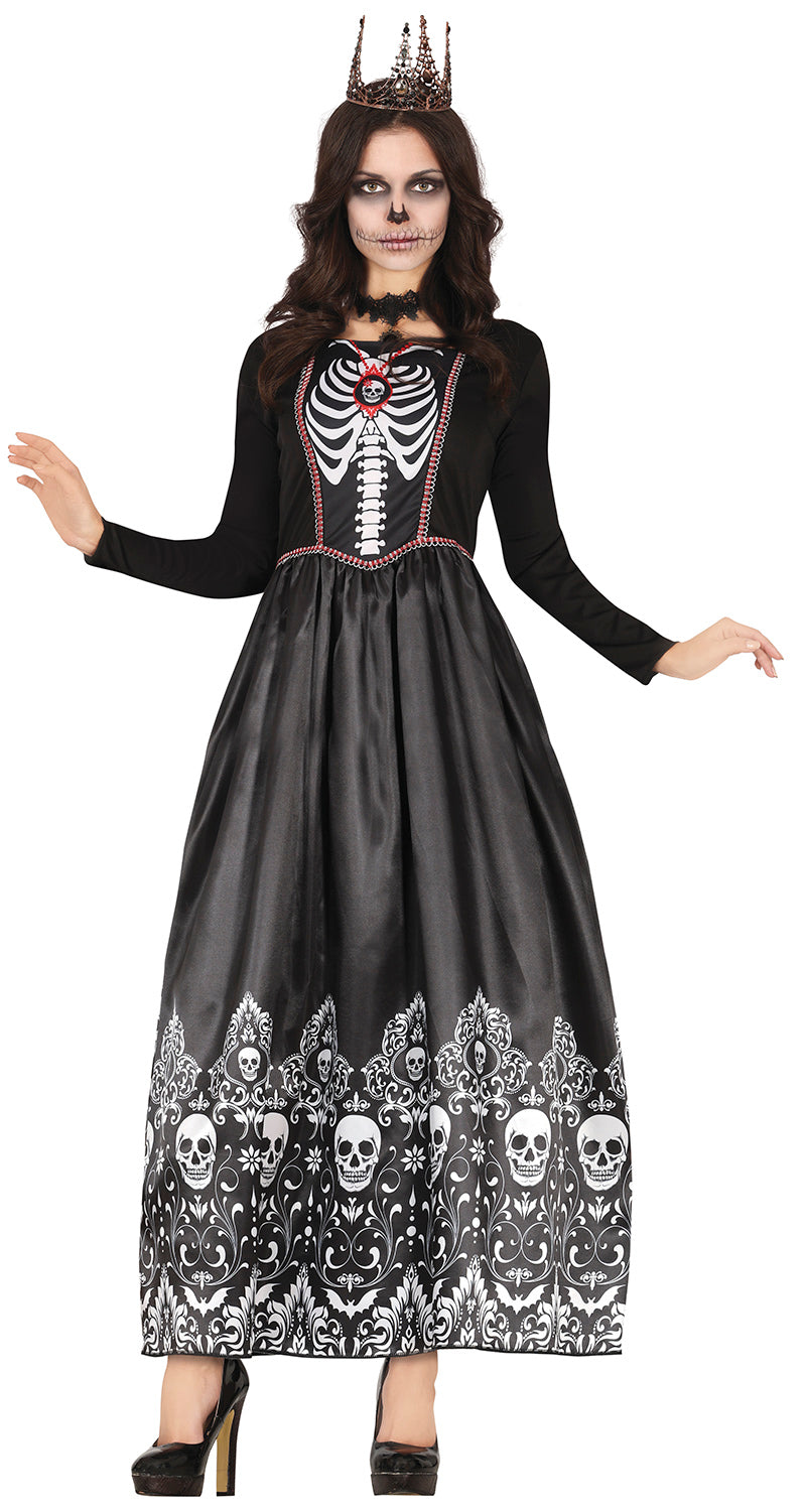 GP79811 – Skelett Königin Halloween Kostüm Gothic – Größe: 36 - 38 (S) – Farbe: Schwarz