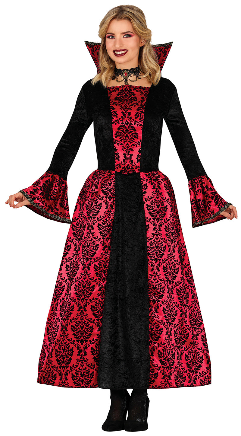 GP79825 – Vampir Halloween Kleid Gotische Königin – Größe: 36 - 38 (S) – Farbe: Rot