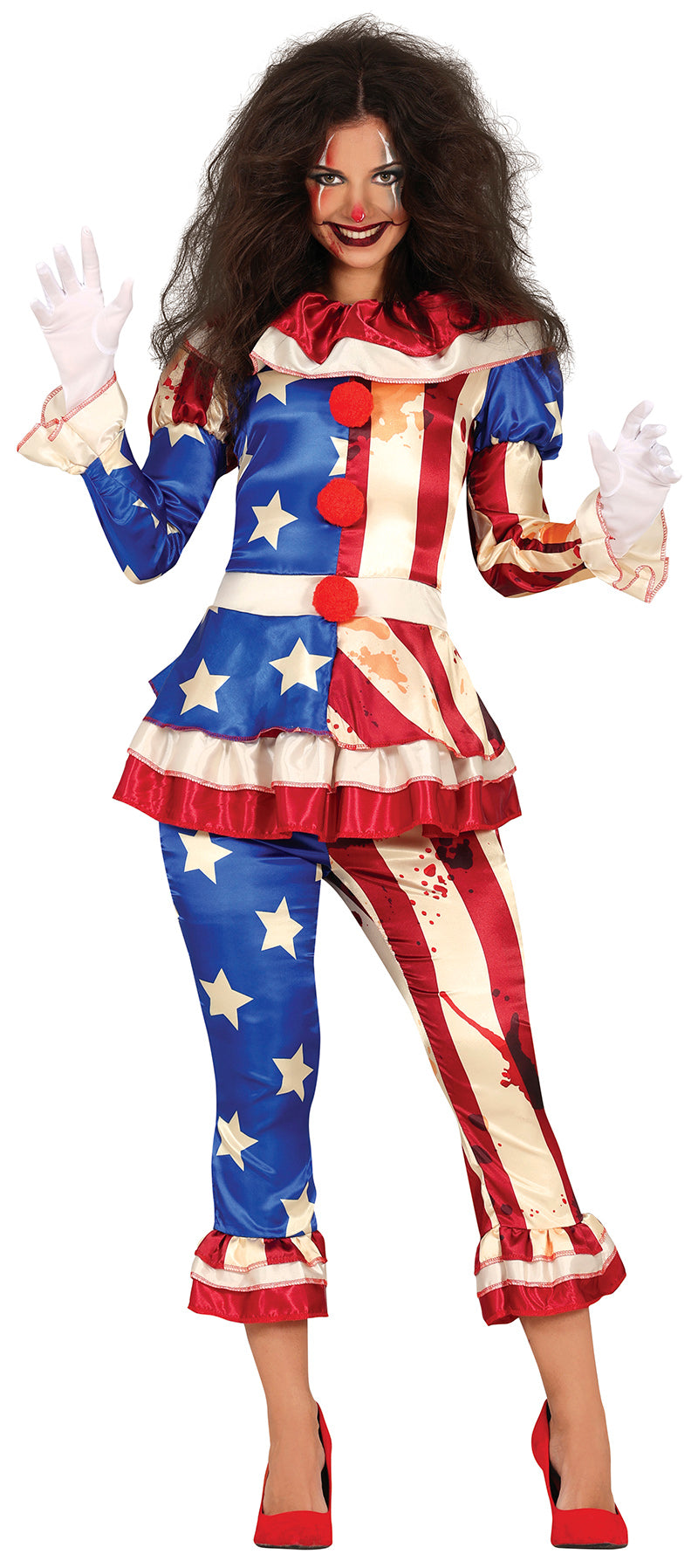 GP79836 – Clown Amerika Halloween Kostüm Gruselig – Größe: 38 - 40 (M) – Farbe: Blau