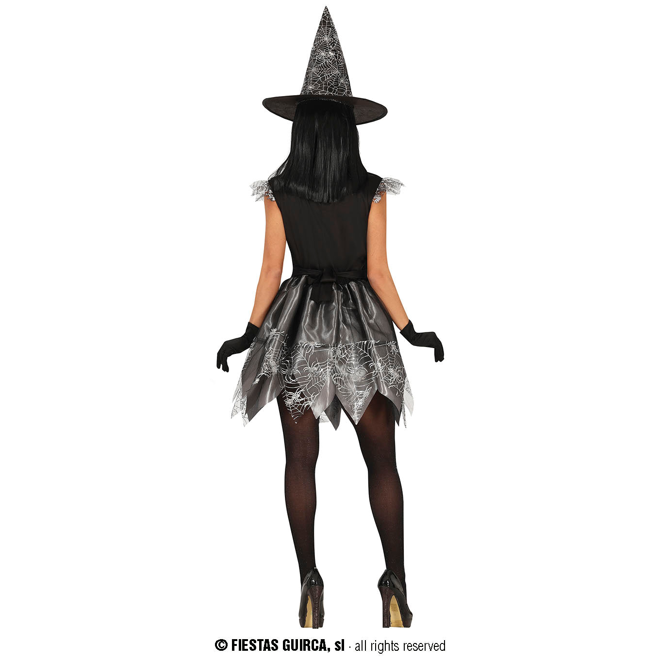 GP79844 – Hexe Halloween Kostüm Grau Zauberhafte – Größe: 42 - 44 (L) – Farbe: Schwarz