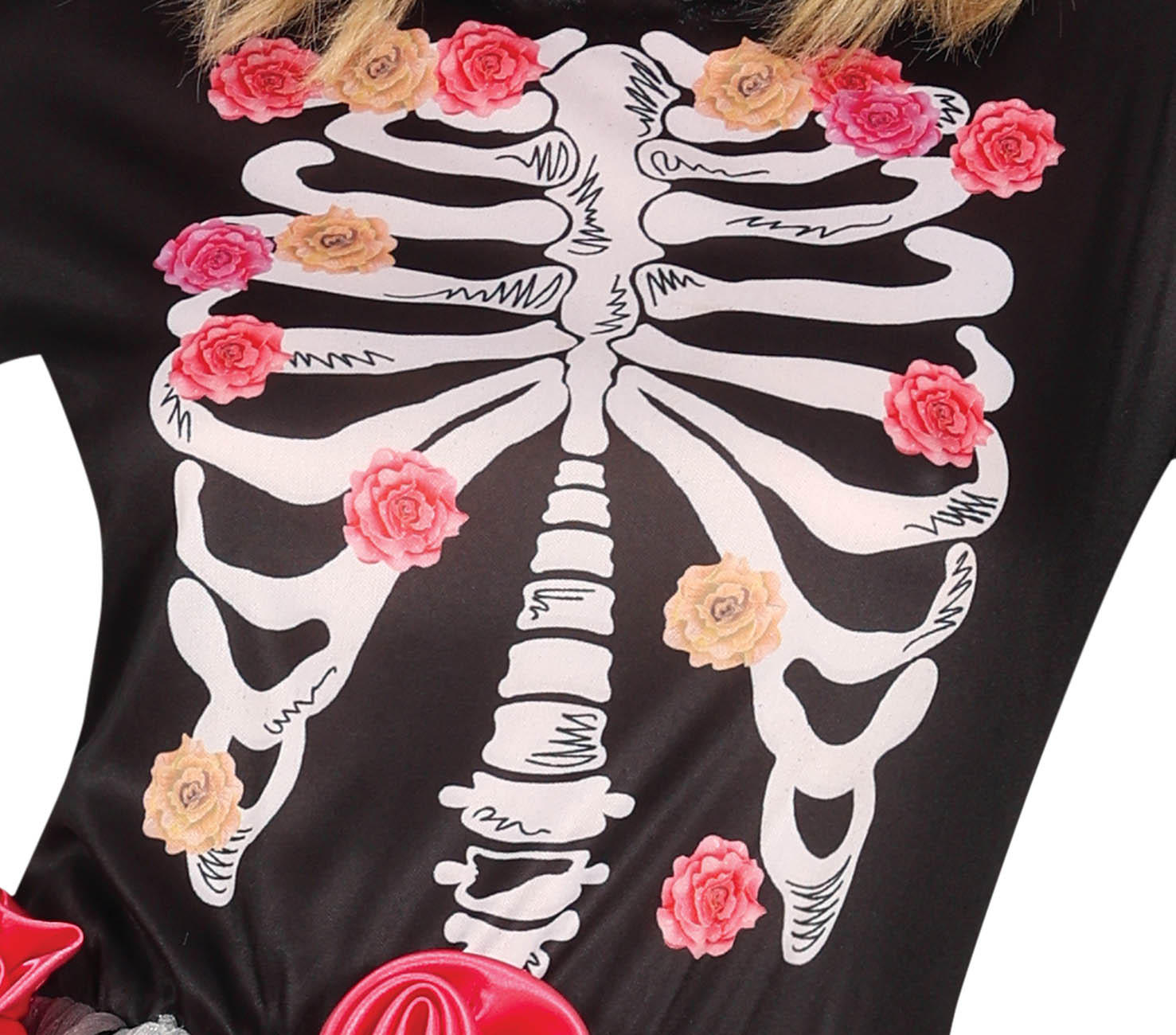 GP79847 – Mexiko Halloween Skelett Blütenzauber – Größe: 38 - 40 (M) – Farbe: Schwarz
