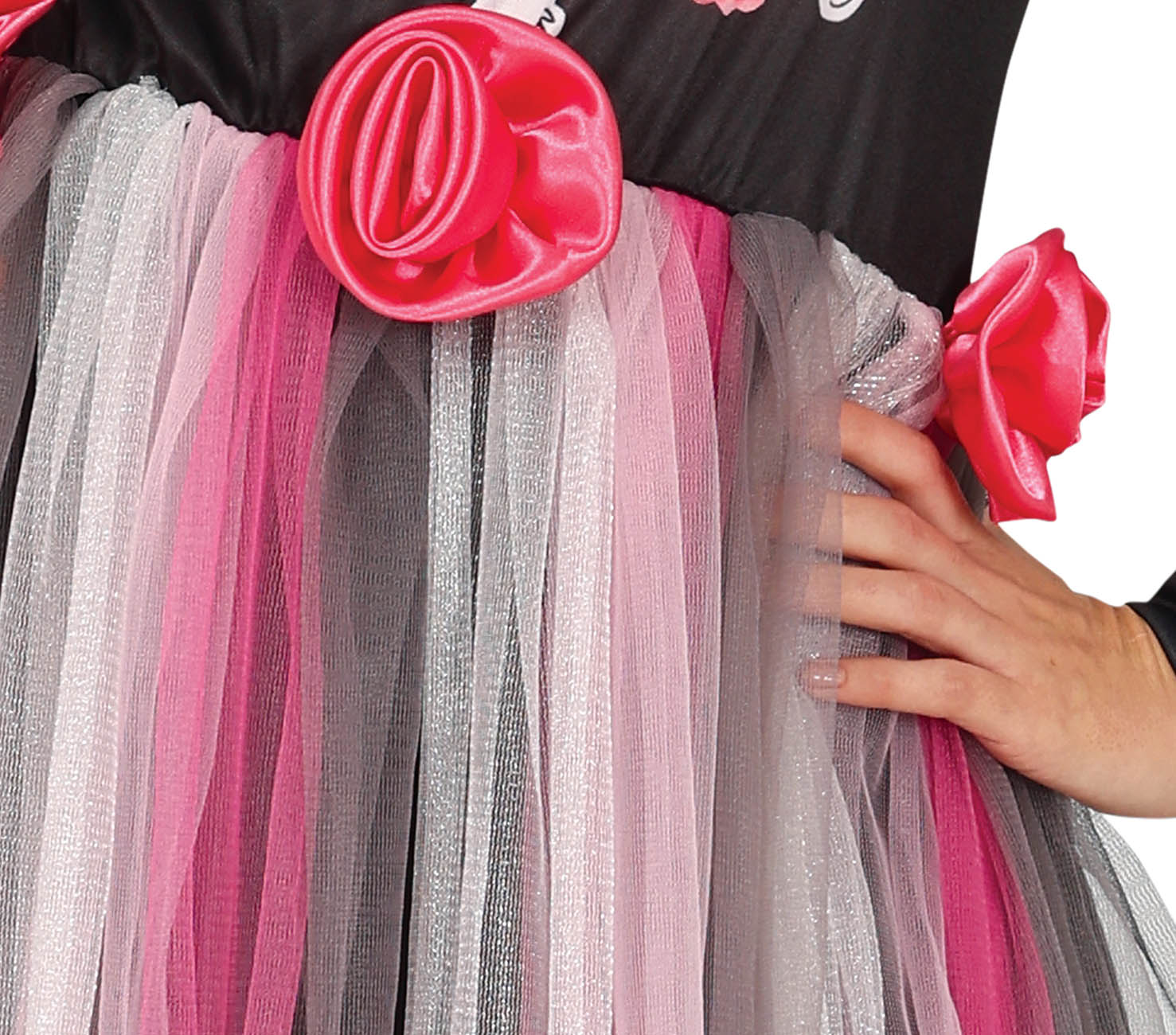 GP79847 – Mexiko Halloween Skelett Blütenzauber – Größe: 38 - 40 (M) – Farbe: Schwarz