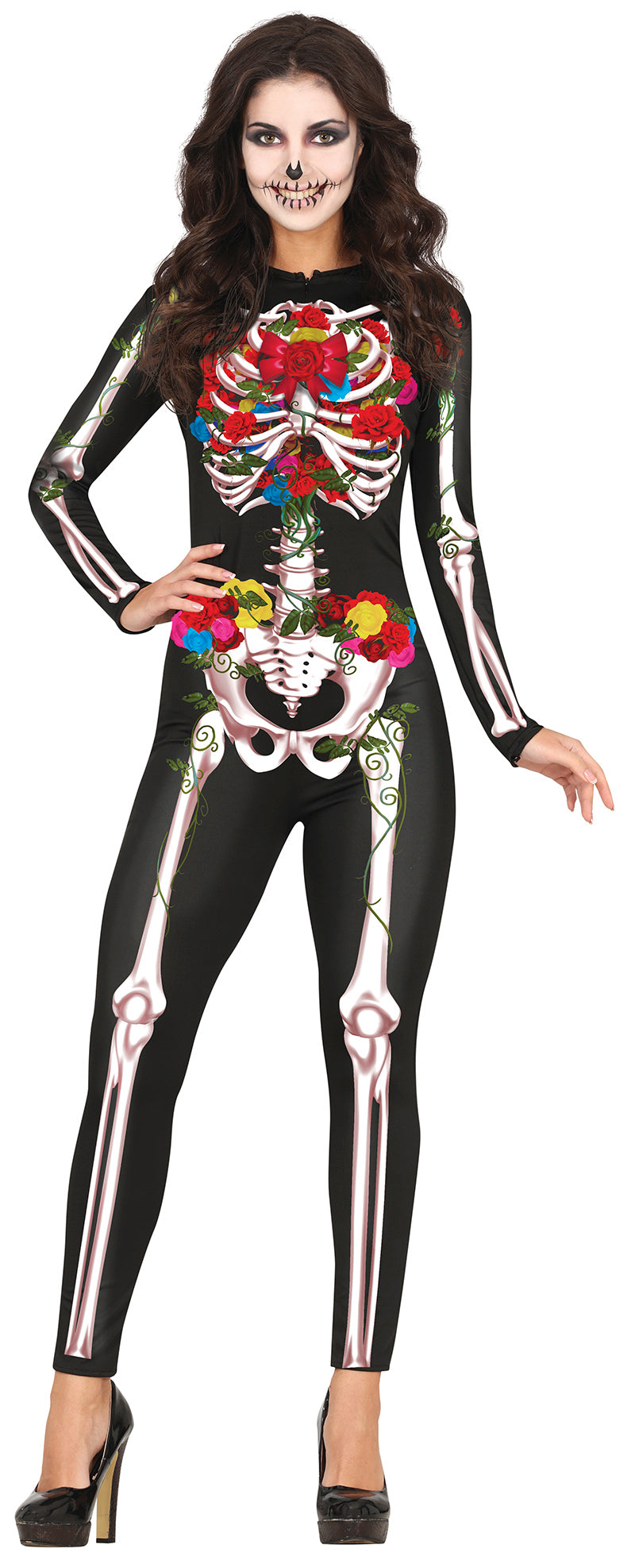 Catrina Skelett Overall für Damen mit Rosen