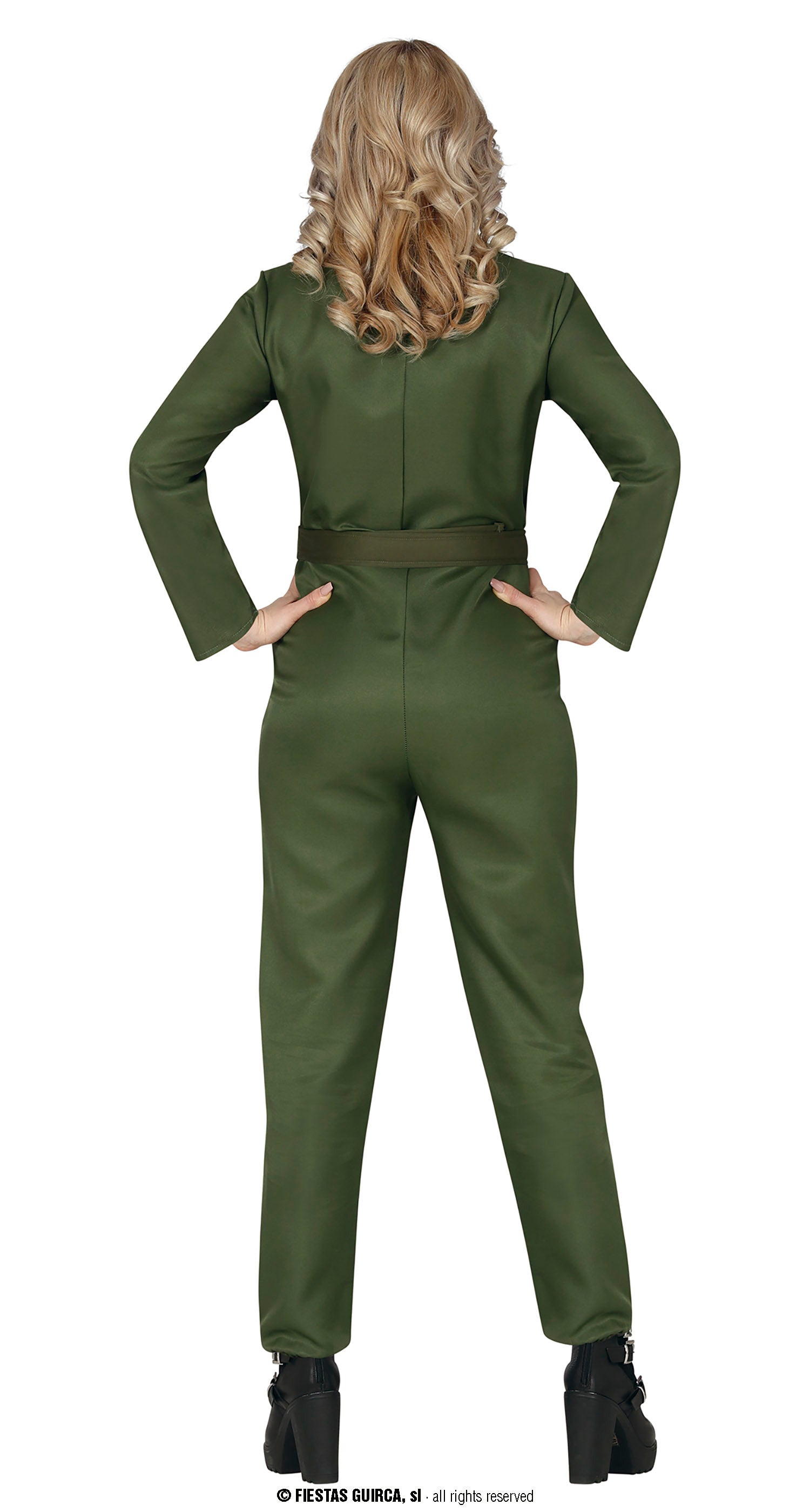 GP79187 – Militär Flieger Overall Karneval Kostüm – Größe: 36 - 38 (S) – Farbe: Grün
