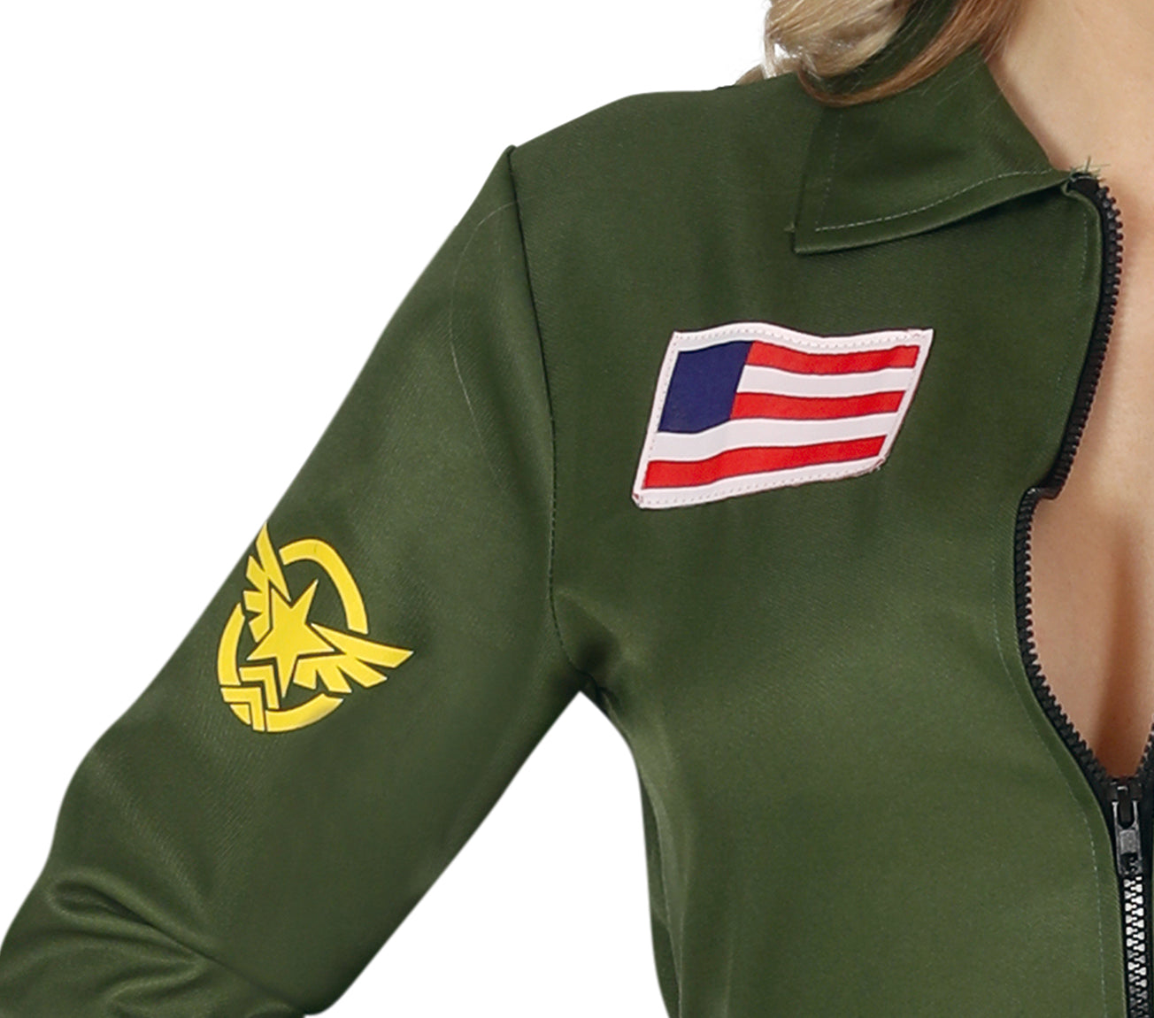 GP79187 – Militär Flieger Overall Karneval Kostüm – Größe: 36 - 38 (S) – Farbe: Grün