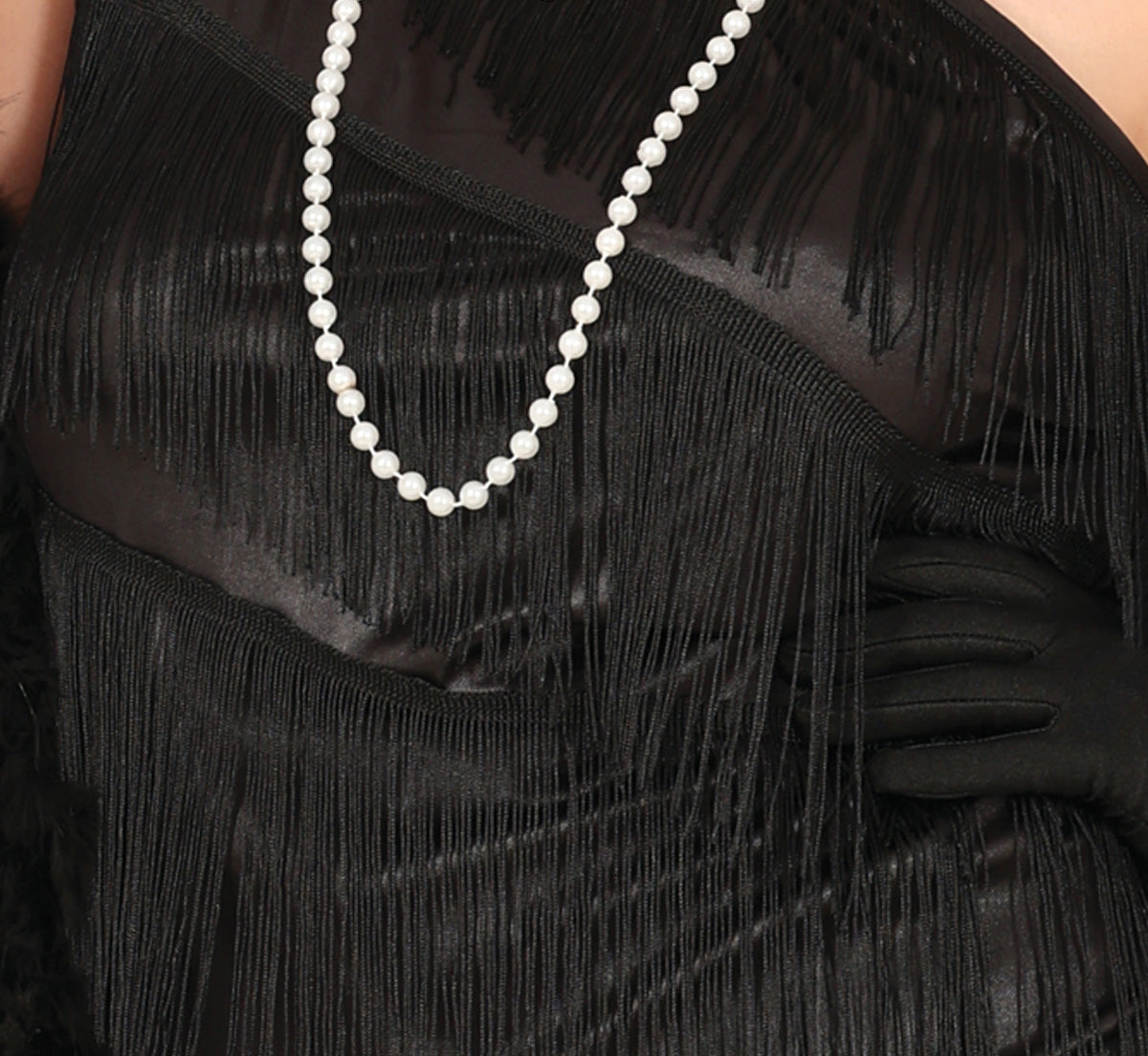 GP79218 – Charleston Glanz Kleid Feder – Größe: 44 - 46 (XL) – Farbe: Schwarz