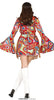 GP79379 – Hippies Kostüm Bunt 60s Kleid Karneval – Größe: 36 - 38 (S) – Farbe: Braun