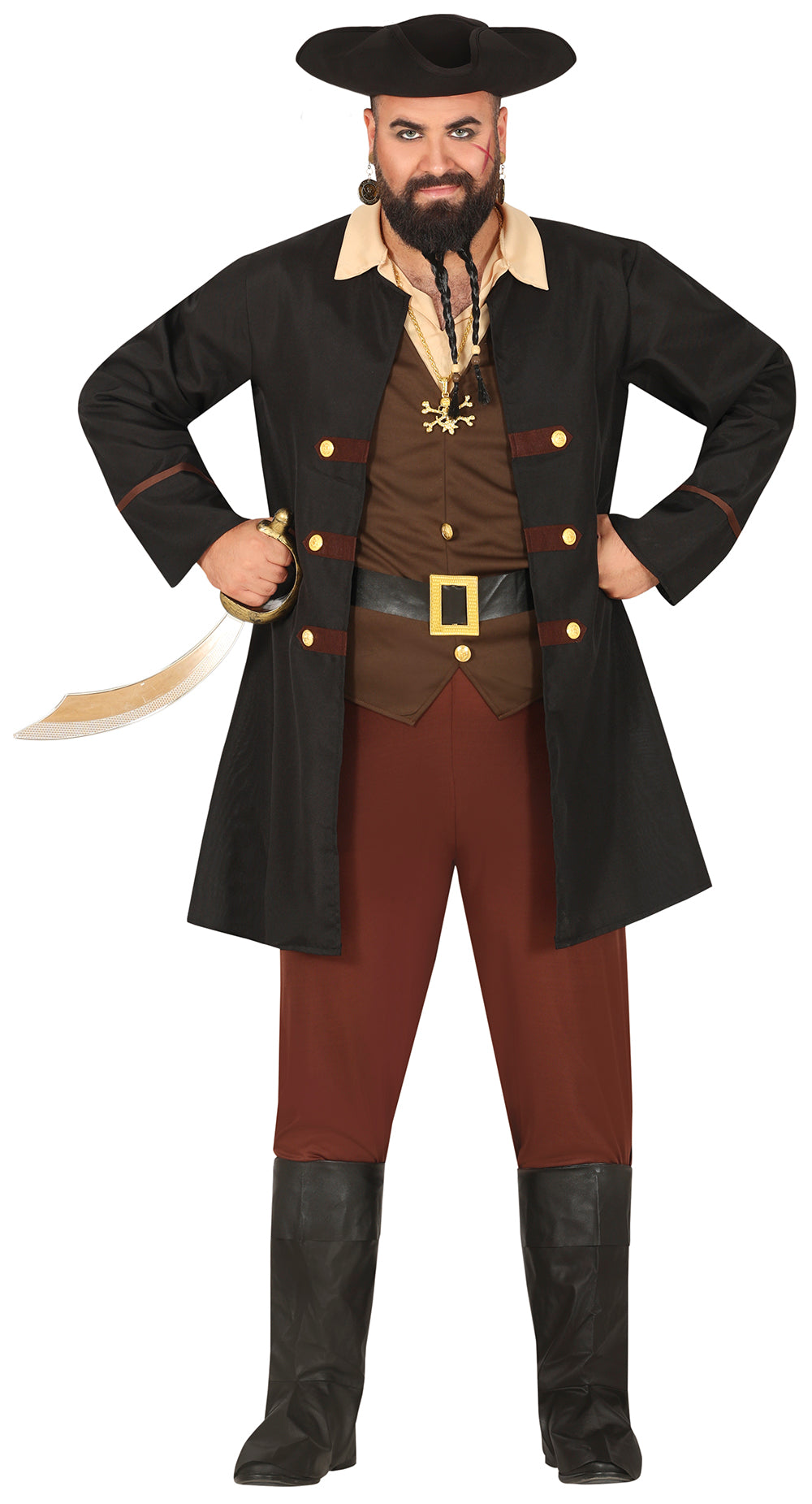 GP79410 – Pirat Karneval Abenteurer Kostüm – Größe: 54 - 56 (XL) – Farbe: Schwarz
